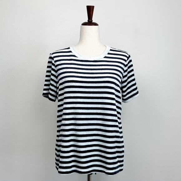 Stateside Blue Stripe Velour Crewneck T-Shirt - Picture 1 of 9